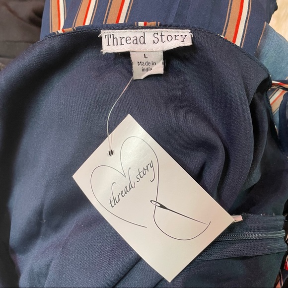 Thread Story Jumpsuit W/Over Lap Pant Leg,Woman’s Size L, Front Tie Up Belt, NWT - Picture 12 of 12